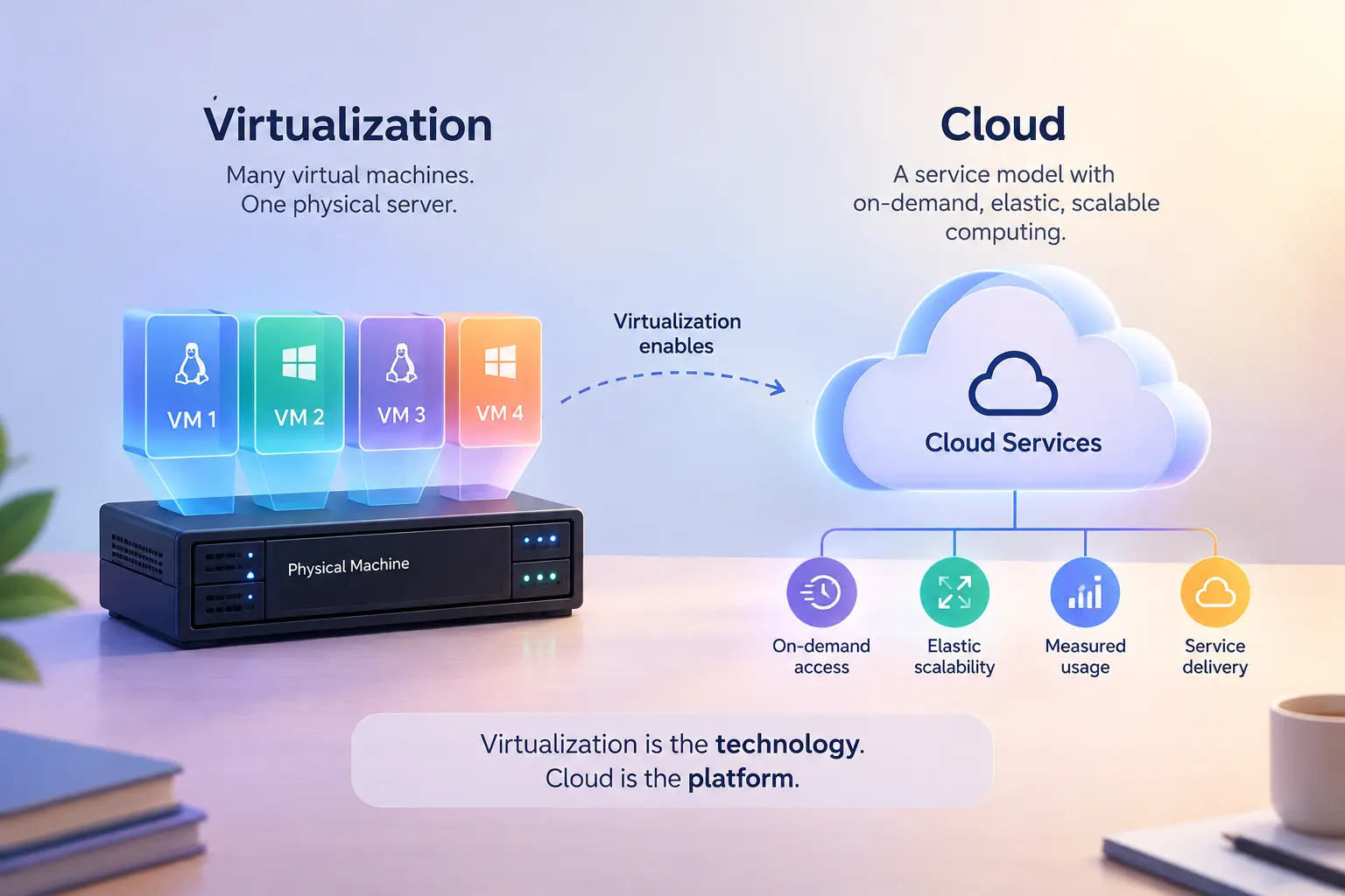 Virtualization running multiple virtual machines on one physical server