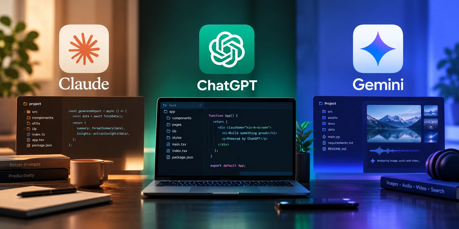 ChatGPT Claude and Gemini AI comparison